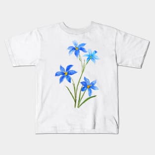 dotted blue eyes grass flower watercolor Kids T-Shirt